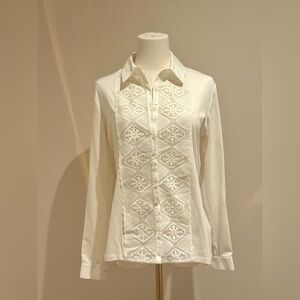 Anne Fontaine White Lace Blouse Size 42